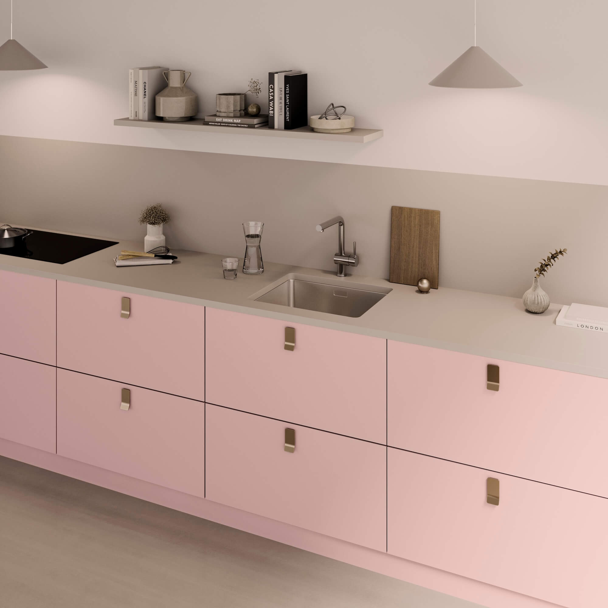 LEICHT Hygge moderne Kuechenzeile Rosa