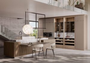 LEICHT Küchen Neuheiten 2026 IDEA Designkueche mit Insel mandelgrau