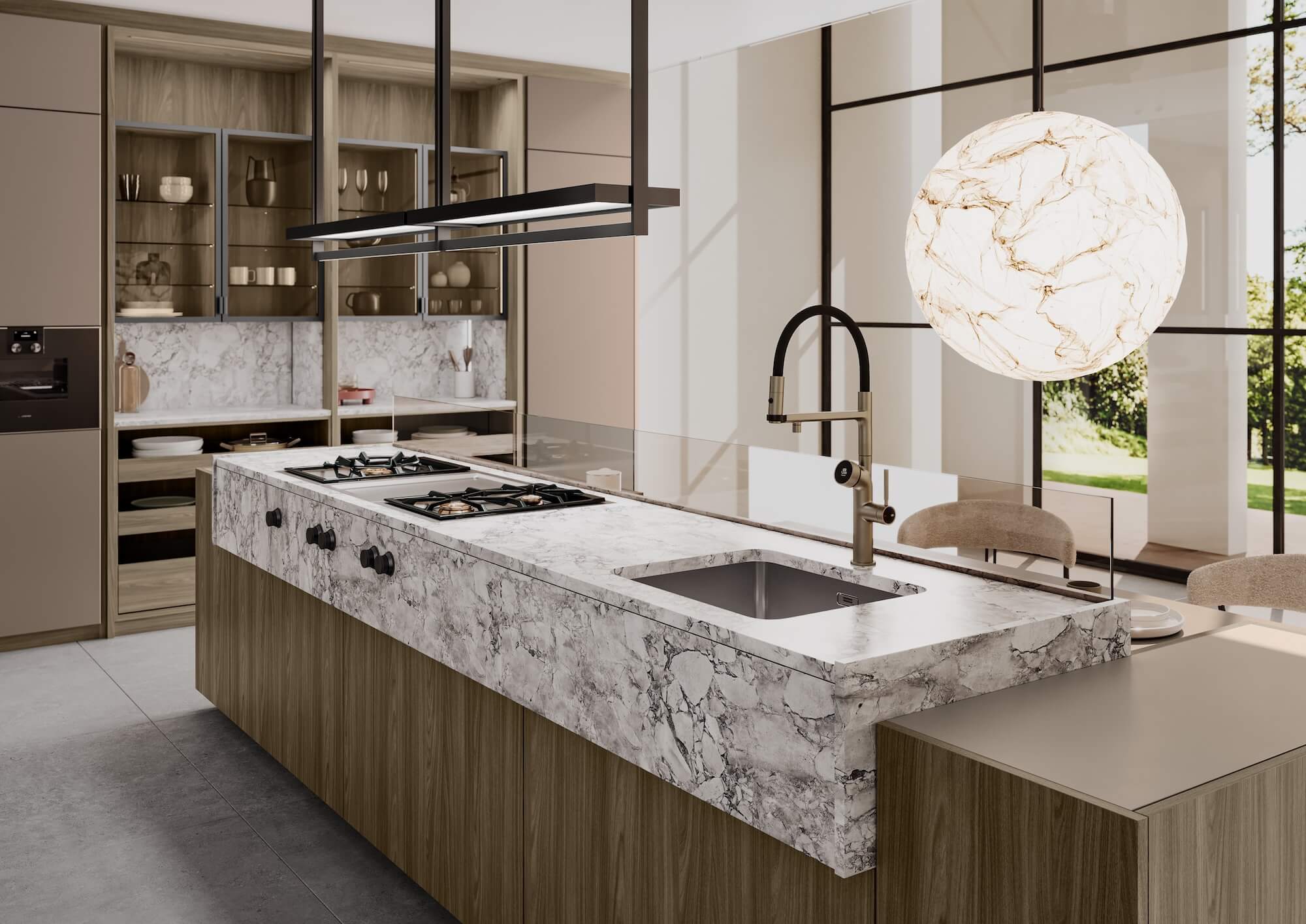 LEICHT Küchen LEICHT IDEA Designkueche mit Natursteinoptik