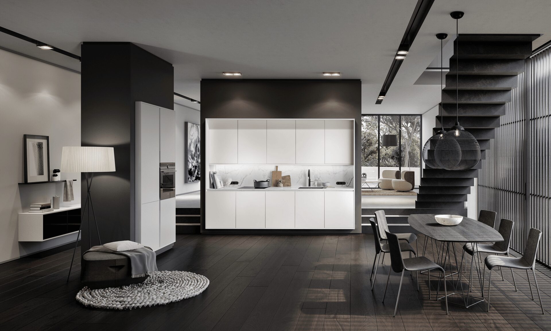 SieMatic moderne Kuechenzeile matt Weiß