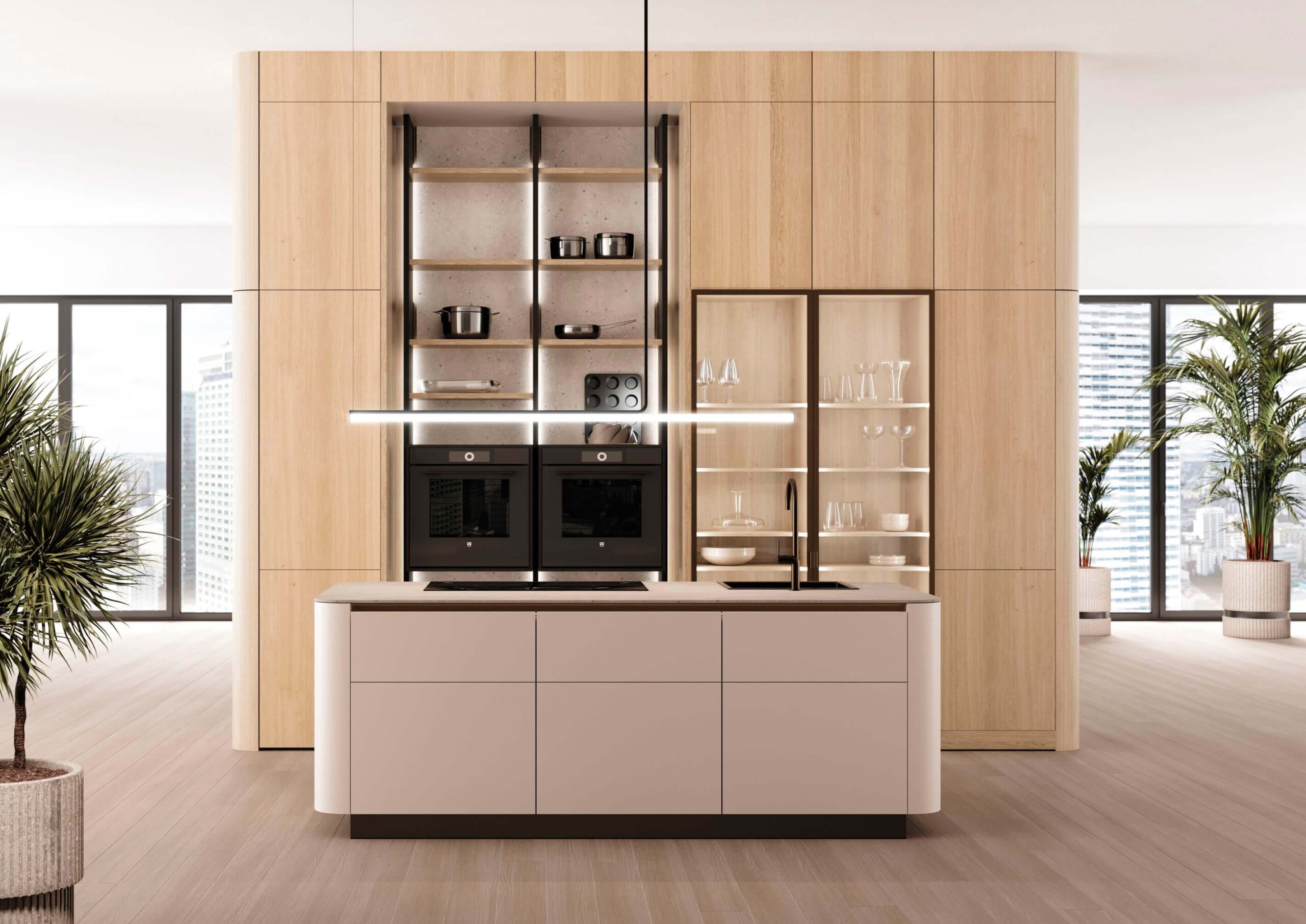LEICHT Designkueche mit Rundwangen