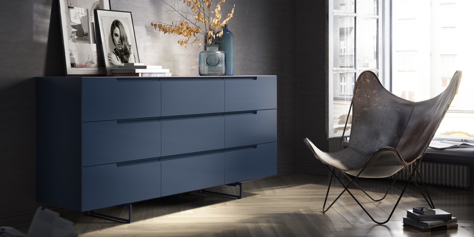 Interlübke-Kommode-Mell-Navyblau