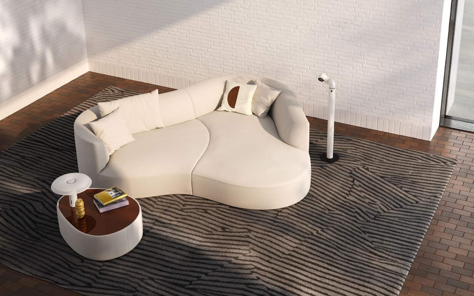 COR Siwa Sofa in hellem Stoff im Wohnzimmer