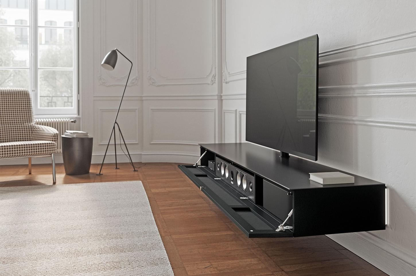 Spectral Core TV-Möbel in Schwarz mit Glasoberfläche