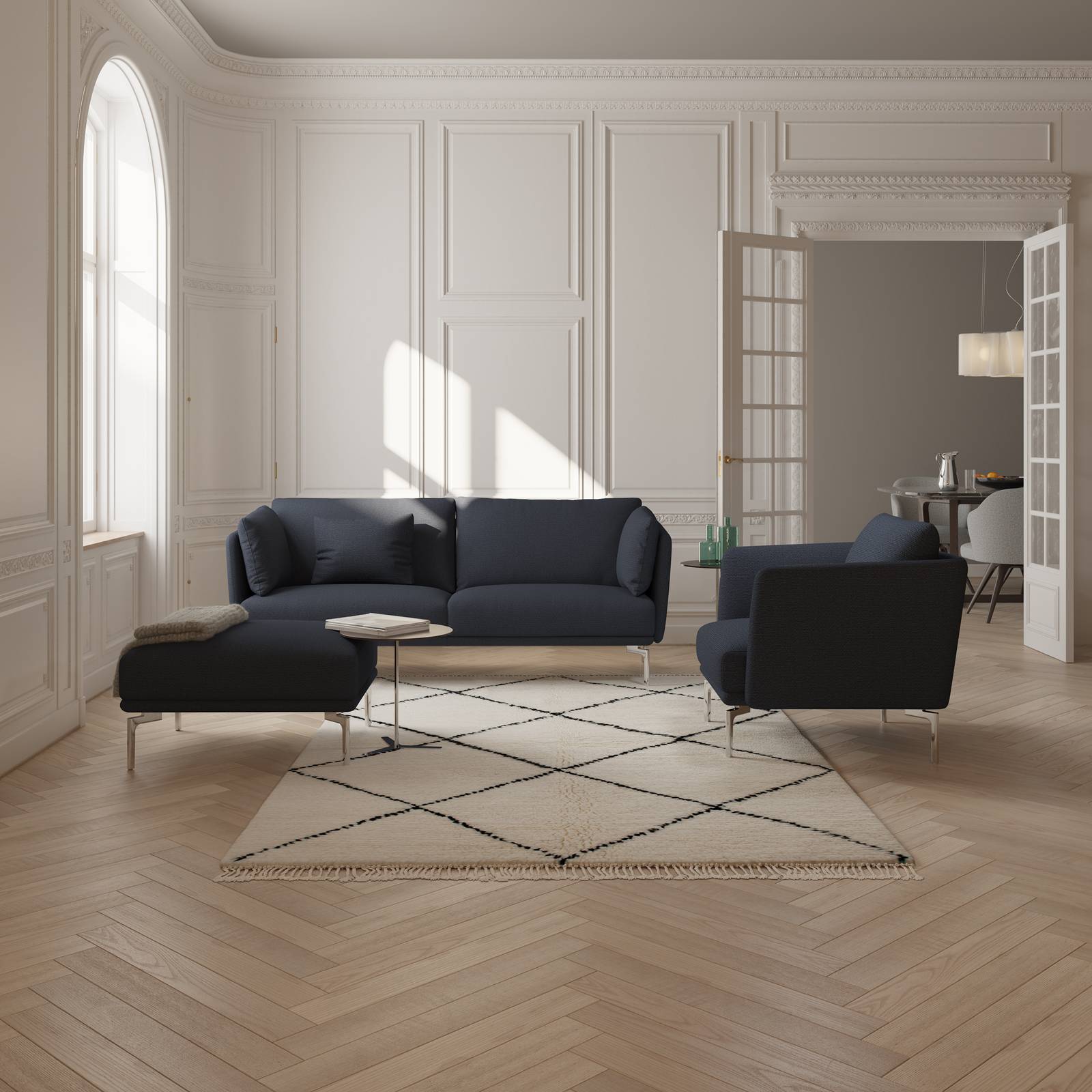WEIBELWEIBEL MARA Fauteuil und Sofa in Nachtblau