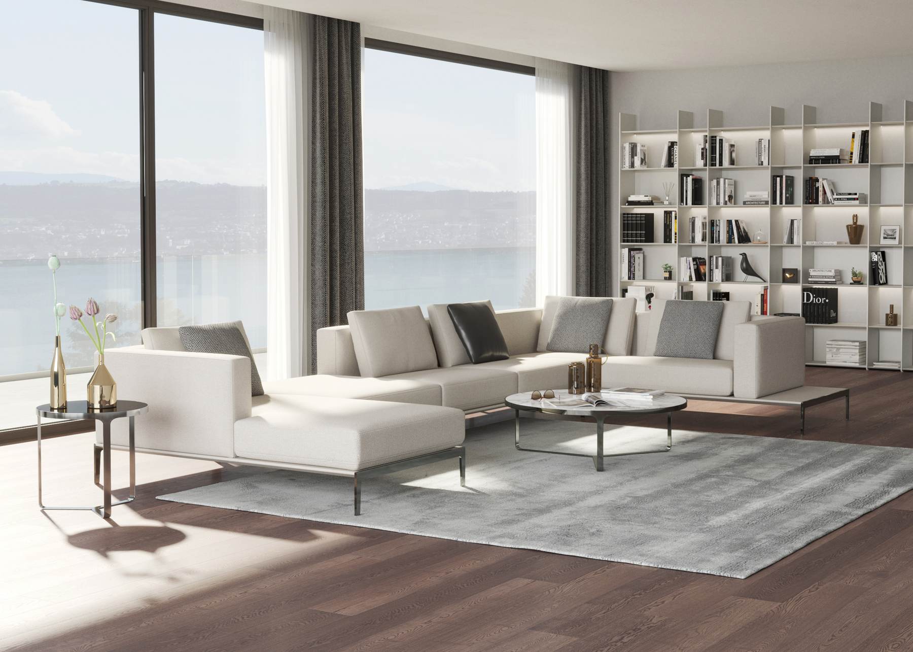 WEIBELWEIBEL PIU Sofa in einem Wohnraum mit Seesicht